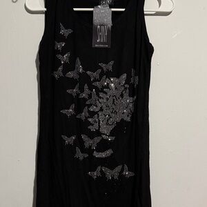 Black Butterfly Tank Top